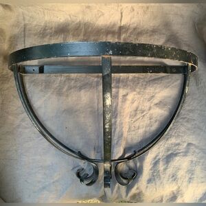 Vintage 15" Wide Black Iron Metal Wall Planter Flower Sconce - 10” High, 9” Deep